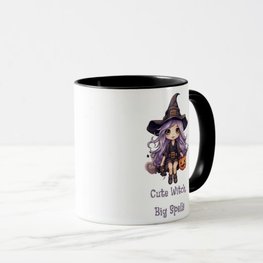 Leuke heks grote spreuken Halloween Mok (Voorkant rechts)