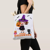 Leuke heks Halloween canvas tas (Dichtbij)