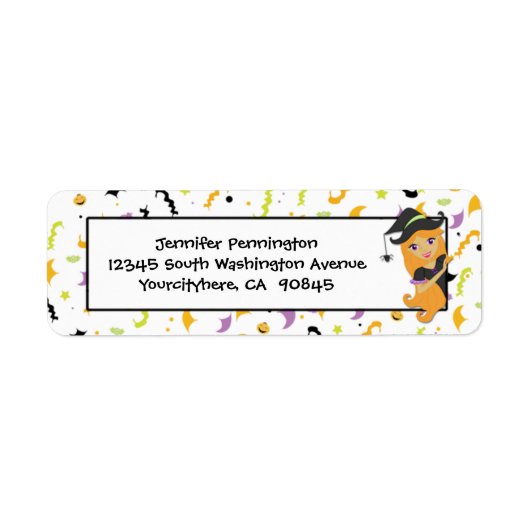 Leuke heks Halloween retour adres envelop labels (Voorkant)