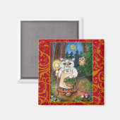 Leuke heks kat betoverde bos magneet (Voorkant / Achterkant)