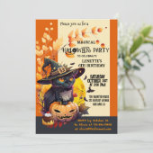 Leuke heks Kinderen verjaardag Halloween Party Kaart (Staand voorkant)