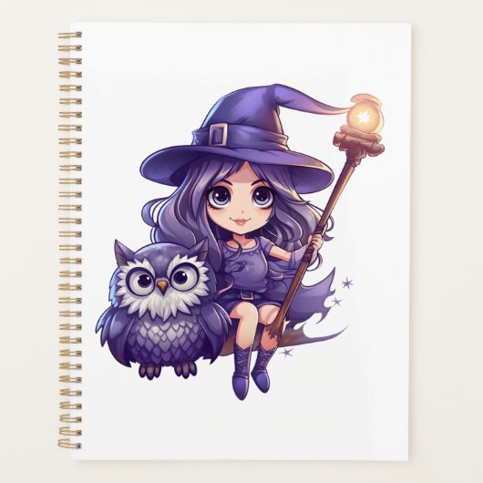 Leuke heks & uil ontwerp - Schattige Halloween sti Planner (Voorkant)