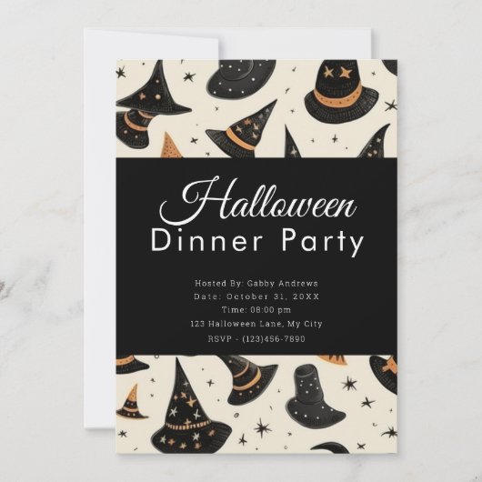 Leuke heksen Petten Zwart Halloween Diner Party Kaart (Voorkant)