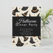 Leuke heksen Petten Zwart Halloween Diner Party Kaart (Staand voorkant)