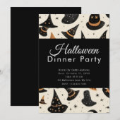 Leuke heksen Petten Zwart Halloween Diner Party Kaart (Voorkant / Achterkant)