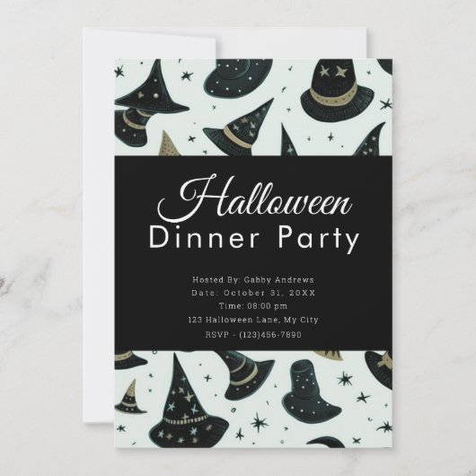 Leuke heksen Petten Zwart Halloween Diner Party Kaart (Voorkant)