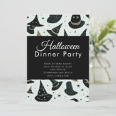 Leuke heksen Petten Zwart Halloween Diner Party Kaart (Staand voorkant)