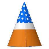 Leuke helder gestippelde blauw Sinaasappel wit kle Feesthoedjes (Achterkant)