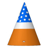 Leuke helder gestippelde blauw Sinaasappel wit kle Feesthoedjes (Links)