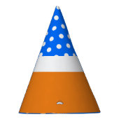 Leuke helder gestippelde blauw Sinaasappel wit kle Feesthoedjes (Rechts)