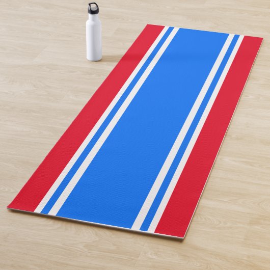 Leuke Helder Rood Wit Blauw Moderne Racing Stripes Yogamat (In situ)
