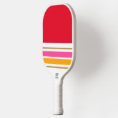Leuke Helder Rood Wit Roze Geel Racing Stripes Pickleball Paddle (Links)