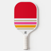 Leuke Helder Rood Wit Roze Geel Racing Stripes Pickleball Paddle (Voorkant)