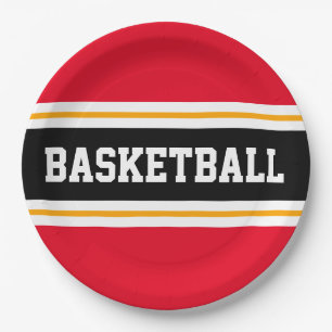 Leuke Helder Rood Zwart Geel BASKETBAL Strepen Papieren Bordje