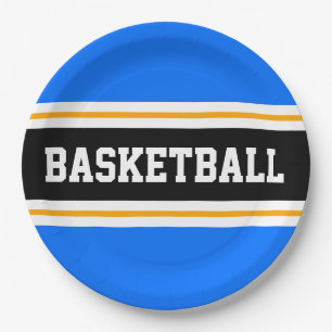 Leuke Helderblauw Zwart Geel BASKETBAL Strepen Papieren Bordje