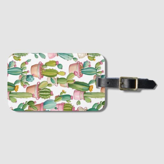 Leuke heldere cactussen bagagelabel (Voorkant (horizontaal))