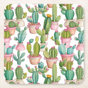 Leuke heldere cactussen kartonnen onderzetters