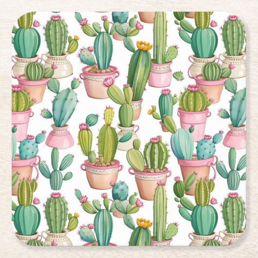 Leuke heldere cactussen kartonnen onderzetters (Voorkant)