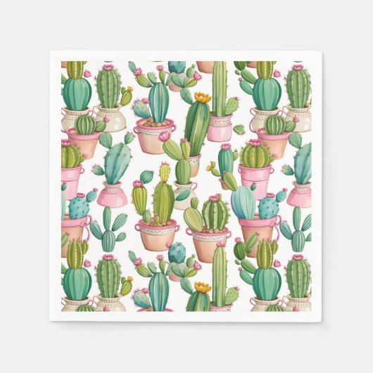 Leuke heldere cactussen servet (Voorkant)