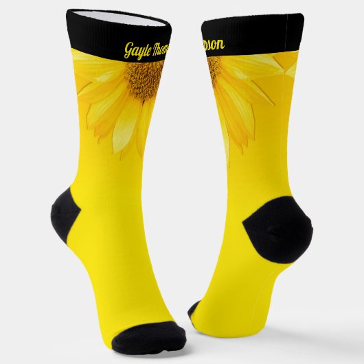 Leuke heldere gele zonnebloem met gepersonaliseerd sokken (Gebogen)