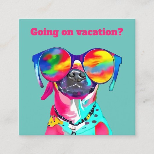 Leuke Heldere Kleurrijke Hond Custom Pet Sitter Vierkante Visitekaartje (Voorkant)