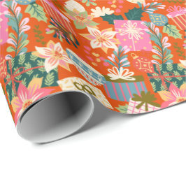 Leuke heldere kleurrijke kerstvakantie cadeaupapier