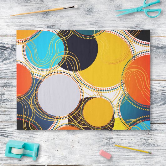 Leuke heldere kleurrijke retro cirkel Abstract Tissuepapier