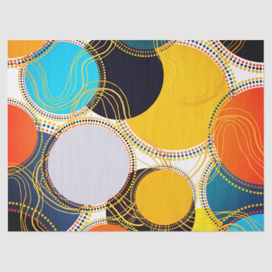 Leuke heldere kleurrijke retro cirkel Abstract Tissuepapier (Voorkant)