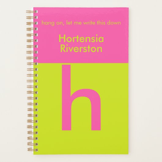 Leuke Heldere Persoonlijke Aangepaste Monogram Planner (Voorkant)