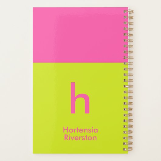 Leuke Heldere Persoonlijke Aangepaste Monogram Planner (Achterkant)