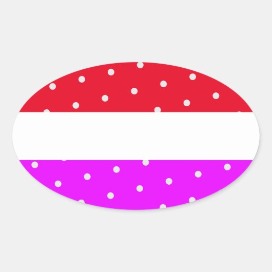 Leuke heldere polka gestippeld rood roze witte str ovale sticker (Voorkant)