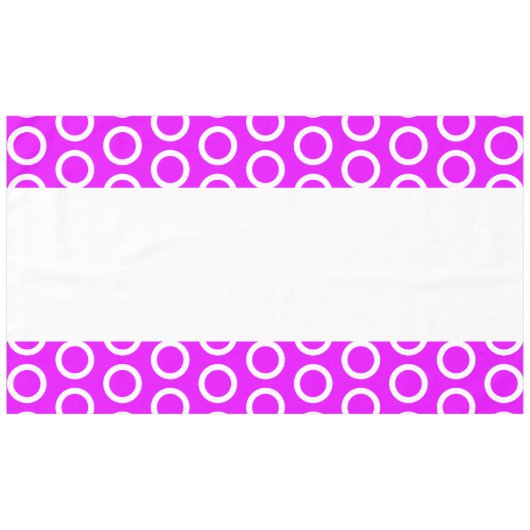 Leuke heldere roze tegelringen patroon witte strep tafelkleed (Voorkant (Horizontaal))