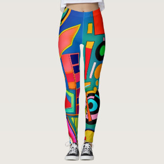 Leuke Heldere Vette Kunst Geometrische Vorm Patroo Leggings