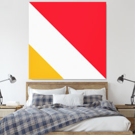 Leuke heldere zomer rood wit geel schuine strepen canvas afdruk