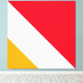 Leuke heldere zomer rood wit geel schuine strepen canvas afdruk (Insitu (Houten vloer))