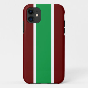 Leuke heldergroene dieprode witte race strepen Case-Mate iPhone case