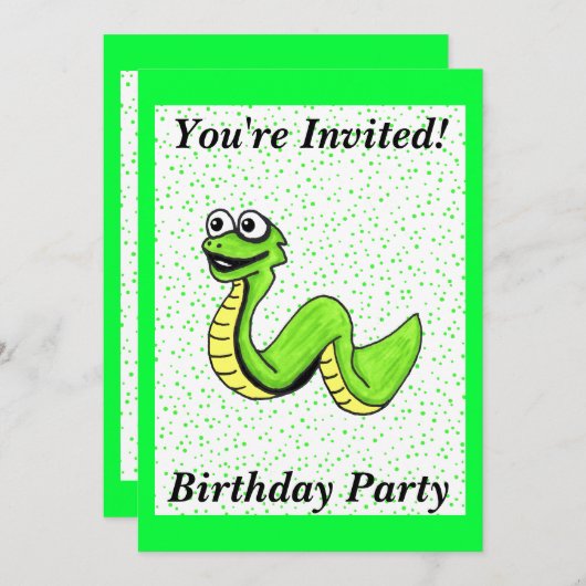 Leuke Heldergroene Kids Verjaardag Slang Polka Dot Kaart (Voorkant / Achterkant)