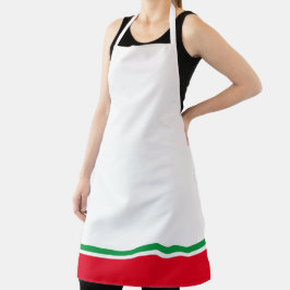 Leuke Heldergroene Rode Hem Racing Stripes op Wit Schort