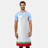 Leuke Heldergroene Rode Hem Racing Stripes op Wit Schort (Gedragen)