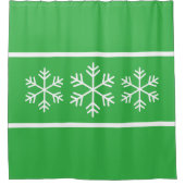 Leuke heldergroene witte alpiene sneeuwvlokken str douchegordijn (Voorkant)