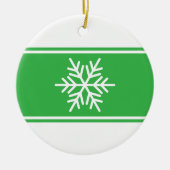 Leuke Heldergroene Witte Racing Stripes Sneeuwvlok Keramisch Ornament (Voorkant)