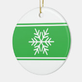 Leuke Heldergroene Witte Racing Stripes Sneeuwvlok Keramisch Ornament (Links)