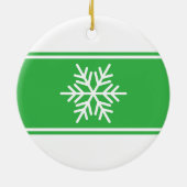 Leuke Heldergroene Witte Racing Stripes Sneeuwvlok Keramisch Ornament (Achterkant)