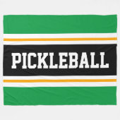Leuke Heldergroene Zwarte PICKLEBALL Racing Stripe Fleece Deken (Voorkant (Horizontaal))