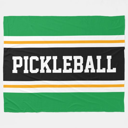 Leuke Heldergroene Zwarte PICKLEBALL Racing Stripe Fleece Deken (Voorkant (Horizontaal))