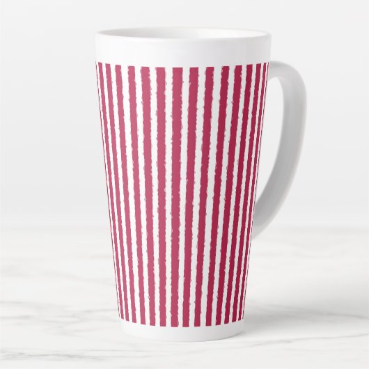 Leuke, Helderrode en witte Wavy Stripes, Vakantie Latte Mok (Rechterhoek)