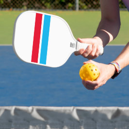Leuke helderrode hemelsblauwe racestreepjes op wit pickleball paddle