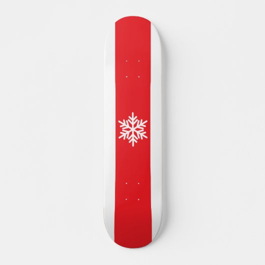 Leuke Helderrode Witte Alpine Stripes Sneeuwvlok Persoonlijk Skateboard (Voorkant)