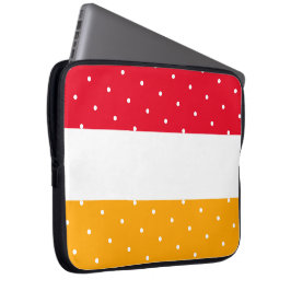 Leuke Helderrood Wit Geel Sinaasappel gestippelde  Laptop Sleeve