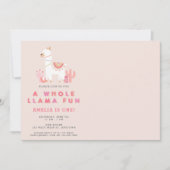 Leuke hele lama leuk roze eerste verjaardag foto kaart (Voorkant)